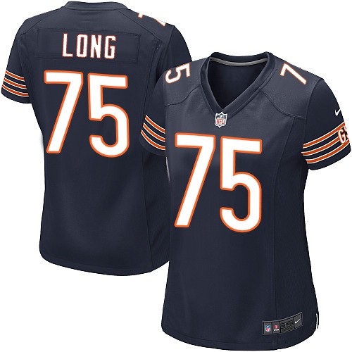 Women's Game Kyle Long Nike Jersey Navy Blue Home - #75 NFL Chicago Bears